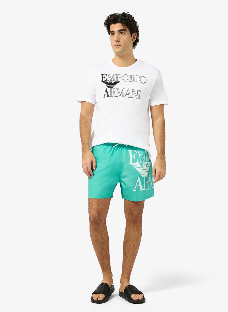 EMPORIO ARMANI Graphic Drawstring Swim Shorts - Image 4